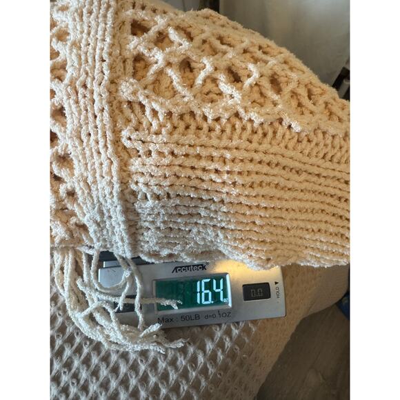 Free People Women’s Higher Love Crochet Open Knit Boho Sweater Cream Size XS - Picture 9 of 9